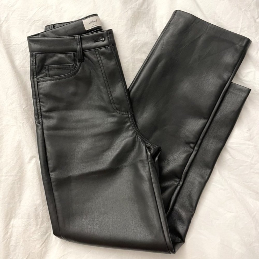 Aritzia Melina Cropped Leather Pant (Black, Size 0)